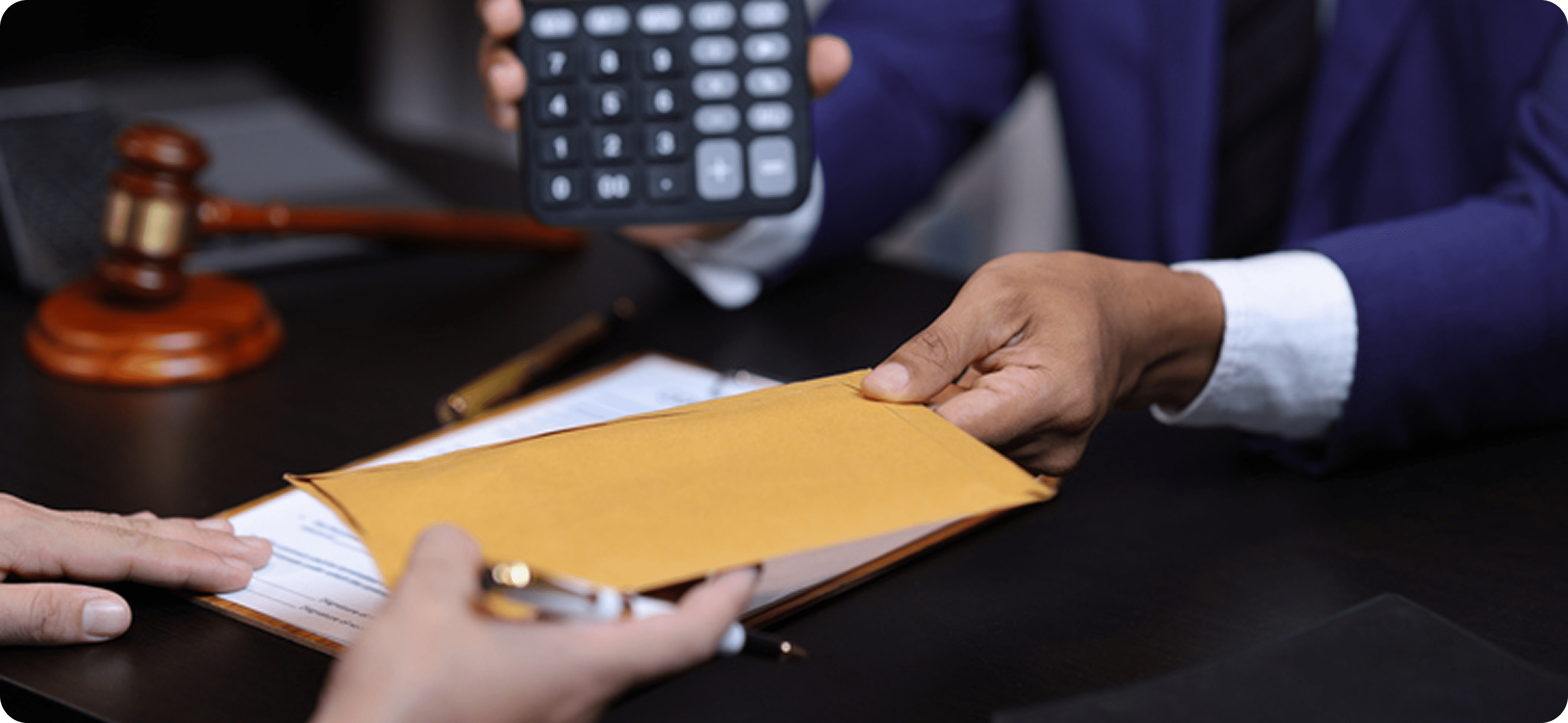 Passing envelope across table